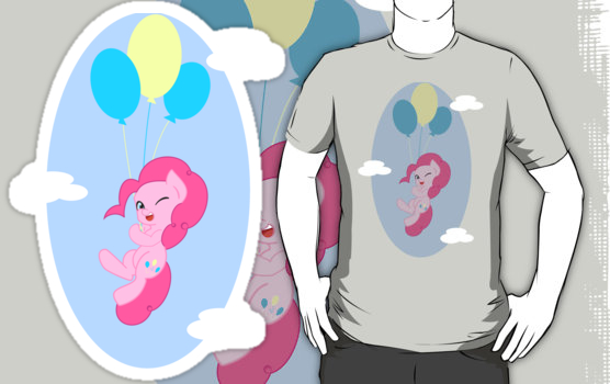 Size: 556x350 | Tagged: artist:skellerart, derpibooru import, design, pinkie pie, safe, shirt design, solo