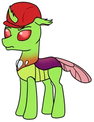 Size: 1024x1328 | Tagged: artist:saturnstar14, changedling, changedling oc, changeling, changeling oc, derpibooru import, hard hat, hat, oc, oc:berzie, safe, simple background, solo, unofficial characters only, white background