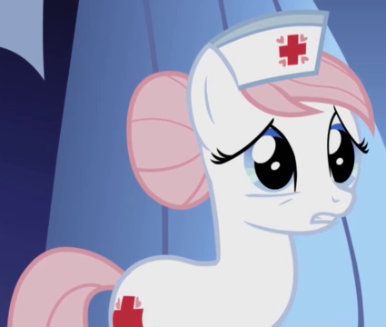 Size: 425x360 | Tagged: safe, derpibooru import, screencap, nurse redheart, pony, applebuck season, blue eyes, cropped, pink hair, pink tail, solo, teeth