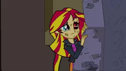 Size: 1920x1080 | Tagged: semi-grimdark, derpibooru import, edit, edited screencap, screencap, sunset shimmer, equestria girls, abuse, abuse edit, black eye, edgy, eqg abuse edits, female, shimmerbuse, solo