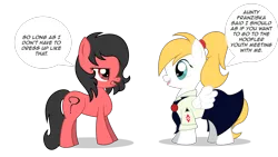 Size: 1280x720 | Tagged: safe, artist:anonymousdrawfig, derpibooru import, oc, oc:anonfilly, oc:luftkrieg, unofficial characters only, earth pony, pegasus, pony, 8chan, aryan, aryan pony, ascot, blonde, clothes, cute, cutie mark, dialogue, female, filly, hairband, hitler youth, luftkriebetes, nazipone, ponytail, question mark, simple background, skirt, skirt lift, smiling, speech bubble, text, transparent background, unamused, uniform