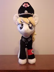 Size: 1934x2579 | Tagged: safe, artist:anonymous, derpibooru import, oc, oc:aryanne, unofficial characters only, earth pony, pony, armband, clothes, female, hat, irl, nazi, photo, plushie, schutzstaffel, solo, standing, swastika, totenkopf, uniform