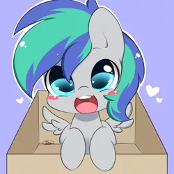 Size: 950x950 | Tagged: safe, artist:mrsremi, derpibooru import, oc, oc:storm feather, unofficial characters only, pegasus, pony, box, cute, heart, heart eyes, solo, wingding eyes