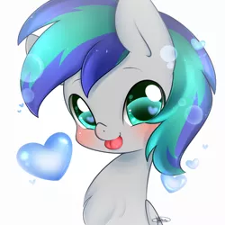 Size: 1000x1000 | Tagged: safe, artist:mrsremi, derpibooru import, oc, oc:storm feather, unofficial characters only, pegasus, pony, :p, blushing, bust, chest fluff, cute, fluffy, heart, heart eyes, looking at you, simple background, smiling, solo, tongue out, white background, wingding eyes