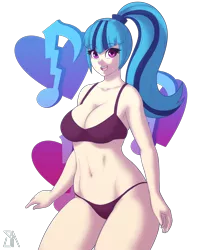 Size: 2400x3000 | Tagged: suggestive, artist:souladdicted, derpibooru import, sonata dusk, equestria girls, adorasexy, belly button, bra, breasts, busty sonata dusk, cleavage, clothes, cute, cutie mark, female, human coloration, open mouth, panties, ponytail, pose, purple underwear, sexy, solo, solo female, sonata donk, stupid sexy sonata dusk, underwear, wide hips