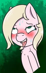 Size: 537x843 | Tagged: suggestive, artist:lazerblues, derpibooru import, oc, oc:connie amore, unofficial characters only, ahegao, ahego meme, bedroom eyes, blood, blushing, chest fluff, crying, drool, drool string, eyes rolling back, female, looking at you, open mouth, pant, panting, solo, solo female, sweat, sweatdrop, sweating profusely, tears of joy, tears of pleasure, tongue out