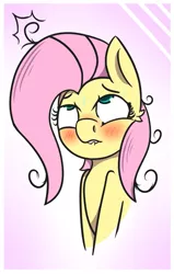 Size: 537x843 | Tagged: safe, artist:lazerblues, derpibooru import, fluttershy, pegasus, pony, ahegao, ahego meme, blushing, bust, female, lip bite, mare, messy mane, open mouth, solo, sweat