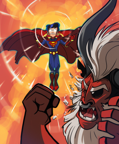 Size: 2647x3194 | Tagged: artist:lord-phillock, comic cover, crossover, derpibooru import, fight, lord tirek, safe, superman