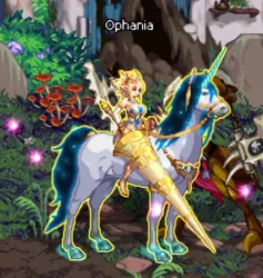 Size: 714x754 | Tagged: safe, derpibooru import, screencap, shining armor, pony, unicorn, barely pony related, dungeon fighter online, elven fighter, fantasy class, humans riding horses, humans riding ponies, knight, lance, riding, screenshots, warrior, weapon