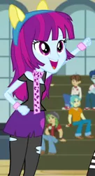 Size: 390x718 | Tagged: safe, derpibooru import, screencap, brawly beats, curly winds, mystery mint, sandalwood, some blue guy, watermelody, wiz kid, equestria girls, friendship games, bracelet, chs rally song, clothes, cropped, jewelry, scarf, solo