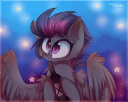 Size: 2500x2000 | Tagged: safe, artist:silvia woods, derpibooru import, oc, oc:cloud bringer, unofficial characters only, pegasus, pony, abstract background, bottle, male, solo, stars