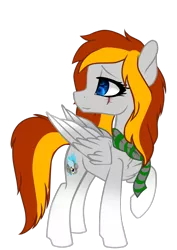 Size: 1024x1447 | Tagged: safe, artist:xxmissteaxx, derpibooru import, oc, oc:lightning hawk, unofficial characters only, pegasus, pony, clothes, female, mare, raised hoof, scarf, simple background, solo, transparent background