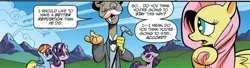 Size: 1988x540 | Tagged: safe, artist:andypriceart, derpibooru import, idw, accord, fluttershy, rainbow dash, starlight glimmer, twilight sparkle, twilight sparkle (alicorn), alicorn, pony, spoiler:comic, spoiler:comic48, panel