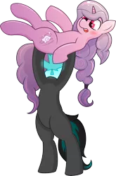 Size: 4410x6698 | Tagged: safe, artist:plone, derpibooru import, oc, oc:plonepone, unofficial characters only, pony, absurd resolution, bipedal, blushing, carrying, headless, holding a pony, leaf, maple leaf, modular, simple background, transparent background, vector, wat, why