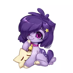 Size: 780x780 | Tagged: artist:ciciya, bell, bell collar, cloven hooves, collar, cute, derpibooru import, female, hair accessory, hairclip, oc, safe, solo, stars, unofficial characters only