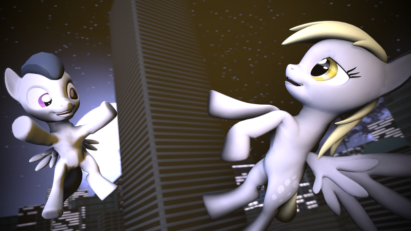 Size: 3840x2160 | Tagged: safe, artist:viranimation, derpibooru import, derpy hooves, rumble, pegasus, pony, 3d, cute, derpumble, derpy day, derpy day 2017, female, flying, male, mare, moon, shipping, source filmmaker, straight, straight shota