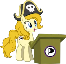 Size: 6621x6400 | Tagged: safe, artist:stjonal, derpibooru import, oc, oc:ancilla, unofficial characters only, earth pony, pony, .svg available, absurd resolution, cutie mark, dutch, hat, netherlands, pirate hat, pirate party, pirate party of the netherlands, podium, politics, simple background, smiling, solo, transparent background, vector