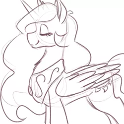 Size: 500x500 | Tagged: artist:goat train, ask, derpibooru import, eyes closed, monochrome, princess celestia, safe, sketch, solo, tumblr