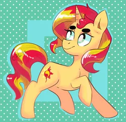 Size: 1280x1240 | Tagged: safe, artist:cosmic-pincel, derpibooru import, sunset shimmer, pony, unicorn, abstract background, backwards cutie mark, solo