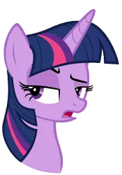 Size: 7000x10000 | Tagged: safe, artist:tardifice, derpibooru import, twilight sparkle, twilight sparkle (alicorn), alicorn, pony, unicorn, no second prances, absurd resolution, bust, female, lidded eyes, looking sideways, mare, open mouth, portrait, raised eyebrow, simple background, solo, transparent background, vector