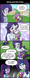 Size: 800x2020 | Tagged: suggestive, artist:uotapo, derpibooru import, rarity, sci-twi, spike, spike the regular dog, twilight sparkle, dog, equestria girls, bellyrubs, blushing, boob smothering, boots, breast rest, breasts, clothes, comic, doggy dragondox, duality, female, glasses, grope, happy, heart, heart eyes, high heel boots, implied bestiality, interspecies, jewelry, male, scared, self paradog, self paradox, shipping, shocked, shoes, skirt, smothering, sneakers, socks, sparity, spike the dog, straight, tail wag, this will not end well, wingding eyes