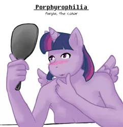 Size: 540x558 | Tagged: alicorn, anthro, artist:sehad, big book of fetishes, blushing, dead source, derpibooru import, female, fetish, mirror, simple, simple background, solo, solo female, suggestive, twilight sparkle, twilight sparkle (alicorn), white background
