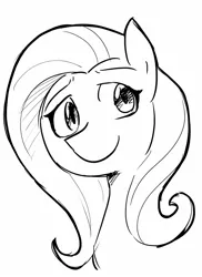 Size: 1195x1640 | Tagged: artist:gintoki23, black and white, bust, cute, derpibooru import, fluttershy, grayscale, happy, monochrome, portrait, safe, simple background, sketch, smiling, solo, white background