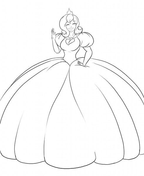 Size: 1047x1280 | Tagged: artist:toughset, clothes, cute, derpibooru import, dress, gown, human, humanized, lineart, luna of atlantis, princess, princess luna, safe, solo