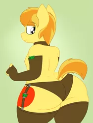 Size: 2015x2676 | Tagged: alternate version, anthro, artist:coatieyay, ass, braeburn, choker, chubby, clothes, crossdressing, derpibooru import, dock, femboy, fingerless gloves, garter, gloves, large butt, male, nipples, nudity, panties, solo, solo male, suggestive, the ass was fat, underwear, wide hips