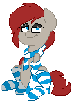 Size: 107x148 | Tagged: safe, artist:befishproductions, derpibooru import, oc, oc:ponepony, unofficial characters only, animated, chibi, clothes, commission, eyeshadow, gif, makeup, one eye closed, pixel art, scarf, simple background, socks, solo, striped socks, tongue out, transparent background, wink