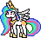 Size: 141x132 | Tagged: safe, artist:mega-poneo, derpibooru import, princess celestia, pony, female, mare, megaman, megapony, pixel art, simple background, solo, sprite, transparent background