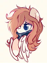 Size: 1500x2000 | Tagged: safe, artist:mirtash, derpibooru import, oc, oc:mirta whoowlms, unofficial characters only, pegasus, pony, bust, clothes, colored pupils, cute, female, lidded eyes, mare, rcf community, scarf, simple background, solo, white background