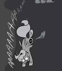 Size: 666x761 | Tagged: artist:egophiliac, ask, dark woona, derpibooru import, falling, filly, grayscale, lunar map, monochrome, moonstuck, nightmare moon, nightmare woon, princess luna, safe, tumblr, woona, woonoggles, younger