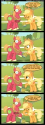 Size: 1009x2805 | Tagged: dead source, safe, artist:veggie55, derpibooru import, applejack, big macintosh, pony, cider, comic, facehoof, goggles, male