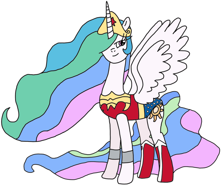 Size: 2219x1866 | Tagged: safe, artist:supahdonarudo, derpibooru import, princess celestia, pony, boots, clothes, cosplay, costume, digital art, female, mare, simple background, solo, superhero celestia, transparent background, vector, wonder woman