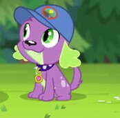 Size: 174x171 | Tagged: safe, derpibooru import, screencap, spike, spike the regular dog, dog, equestria girls, legend of everfree, cap, cropped, hat, looking up, low quality, male, smiling, solo