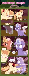 Size: 1919x5017 | Tagged: safe, artist:estories, derpibooru import, oc, oc:ace, oc:alice goldenfeather, oc:ice, unofficial characters only, pegasus, pony, unicorn, comic:find yourself, absurd resolution, comic, female, headbutt, log, magic, male, mare, stallion