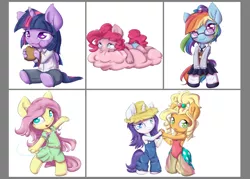 Size: 1984x1417 | Tagged: safe, artist:alasou, deleted from derpibooru, derpibooru import, applejack, fluttershy, pinkie pie, rainbow dash, rarity, twilight sparkle, twilight sparkle (alicorn), alicorn, anthro, simple ways, adorkable, applejewel, breasts, burger, chibi, clothes, cloud, compilation, cotton candy, cotton candy cloud, cute, dancing, delicious flat chest, dork, dress, eating, female, flattershy, food, glasses, hay burger, lesbian, mane six, rainbow dork, rarihick, rarijack, shipping, twilight burgkle