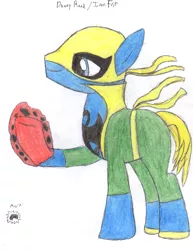 Size: 2550x3300 | Tagged: safe, artist:aridne, derpibooru import, ponified, pony, iron fist, marvel, solo, traditional art