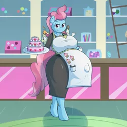 Size: 3000x3000 | Tagged: anthro, apron, artist:funble, belly, belly button, big belly, big breasts, breasts, busty cup cake, cake, clothes, cup cake, derpibooru import, female, food, looking at you, milf, outie belly button, pound cake, pregnant, pumpkin cake, sugarcube corner, suggestive, thick cup cake, this will end in even more pregnancies, triplets, twins, unguligrade anthro