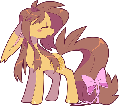 Size: 418x375 | Tagged: safe, artist:zhampy, derpibooru import, oc, unofficial characters only, earth pony, pony, blushing, bow, happy, long ears, smiling, solo, tail bow