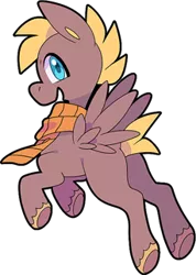 Size: 229x322 | Tagged: safe, artist:zhampy, derpibooru import, oc, unofficial characters only, pegasus, pony, clothes, scarf, smiling, solo