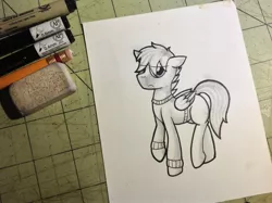 Size: 2592x1936 | Tagged: safe, artist:sodanium, derpibooru import, oc, unofficial characters only, pony, clothes, solo, sweater, traditional art