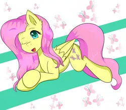 Size: 4000x3500 | Tagged: safe, artist:fluttershy-wins, derpibooru import, fluttershy, pony, cute, one eye closed, shyabetes, solo, wink