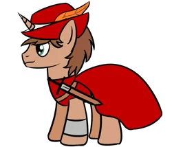 Size: 1400x1200 | Tagged: safe, artist:cloudy95, derpibooru import, oc, oc:heroic armour, unofficial characters only, pony, unicorn, cape, clothes, hat, male, simple background, solo, stallion, sword, transparent background, weapon