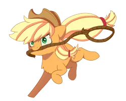 Size: 1500x1200 | Tagged: safe, artist:kameomia, derpibooru import, applejack, pony, .psd available, lasso, mouth hold, rope, running, simple background, solo, transparent background