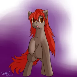 Size: 1280x1280 | Tagged: safe, artist:silver tracer, artist:silver-draws-ponies, derpibooru import, oc, oc:orchid blossom, unofficial characters only, earth pony, pony, amber eyes, red mane, simple background, solo