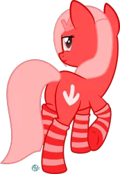 Size: 2026x2927 | Tagged: safe, artist:arifproject, derpibooru import, oc, oc:downvote, ponified, unofficial characters only, pony, derpibooru, clothes, derpibooru ponified, hairclip, looking at you, meta, plot, raised hoof, raised leg, simple background, socks, solo, striped socks, transparent background, vector