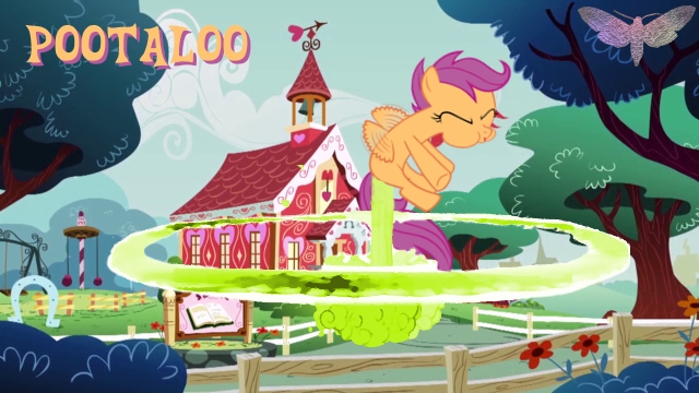 Size: 640x360 | Tagged: derpibooru import, explosion, explosive fart, fart, fart propulsion, mushroom cloud, ponyville schoolhouse, pootaloo, safe, scootaloo, solo