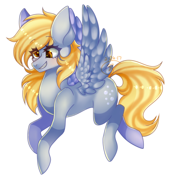 Size: 1024x1065 | Tagged: safe, artist:starshame, derpibooru import, derpy hooves, pegasus, pony, flying, grin, smiling, solo